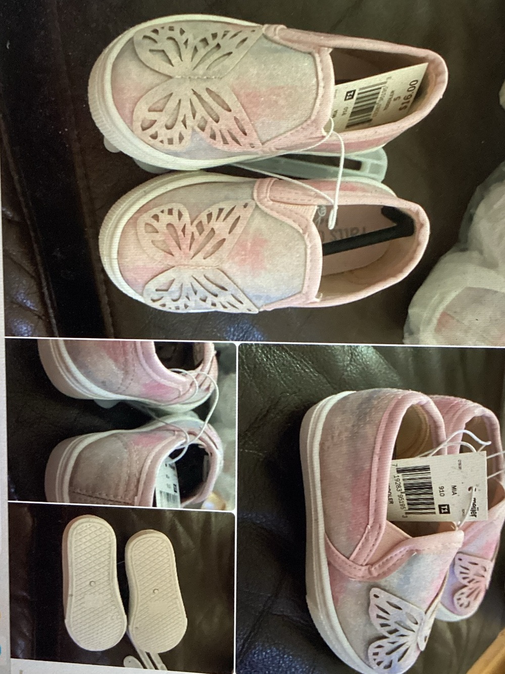 Girls Glitter Slip On Sneakers (size 7)